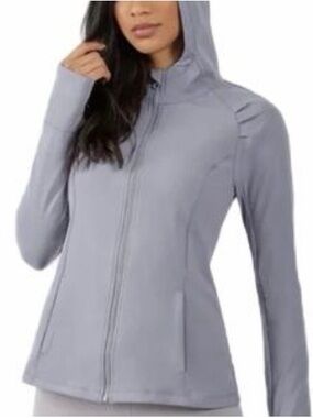 Yogalicious Light Steel Gray Zip-Up Hooded Jacket